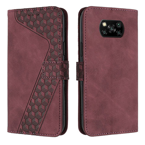 Coque Portefeuille Livre Cuir Etui Clapet H04X pour Xiaomi Poco X3 NFC Vin Rouge