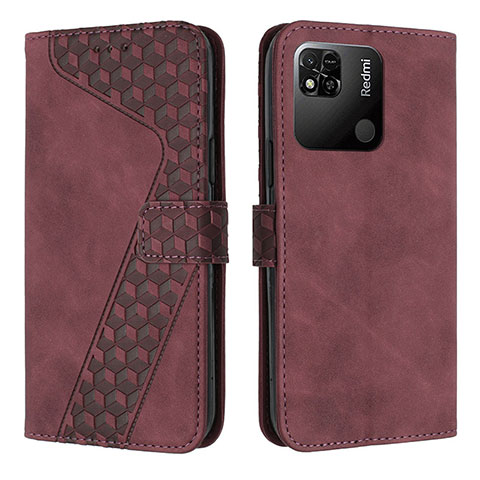 Coque Portefeuille Livre Cuir Etui Clapet H04X pour Xiaomi Redmi 9 Activ Vin Rouge