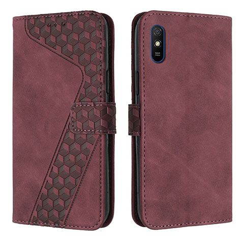 Coque Portefeuille Livre Cuir Etui Clapet H04X pour Xiaomi Redmi 9AT Vin Rouge