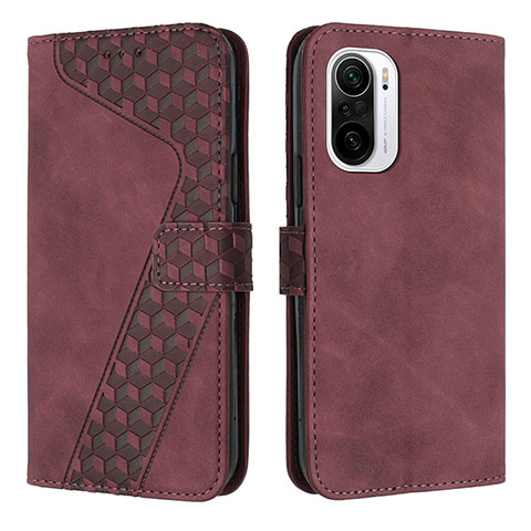 Coque Portefeuille Livre Cuir Etui Clapet H04X pour Xiaomi Redmi K40 Pro+ Plus 5G Vin Rouge