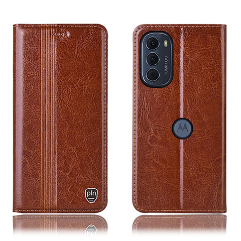 Coque Portefeuille Livre Cuir Etui Clapet H05P pour Motorola Moto Edge (2022) 5G Brun Clair