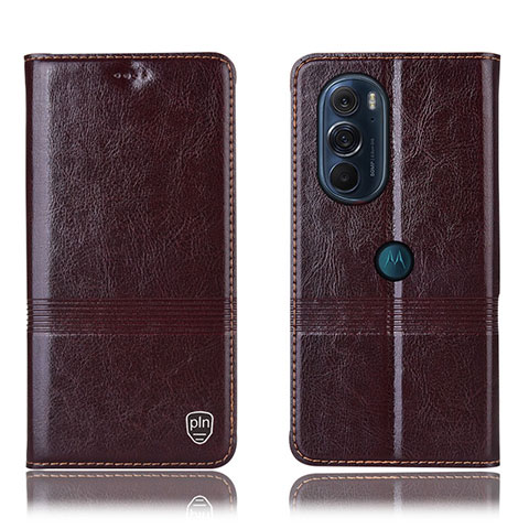 Coque Portefeuille Livre Cuir Etui Clapet H05P pour Motorola Moto Edge 30 Pro 5G Marron