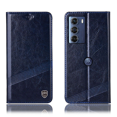 Coque Portefeuille Livre Cuir Etui Clapet H05P pour Motorola Moto G200 5G Bleu