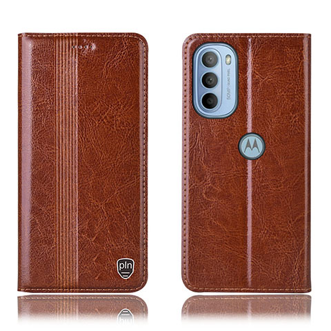 Coque Portefeuille Livre Cuir Etui Clapet H05P pour Motorola Moto G41 Brun Clair