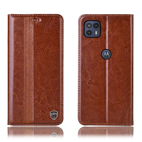 Coque Portefeuille Livre Cuir Etui Clapet H05P pour Motorola Moto G50 5G Brun Clair