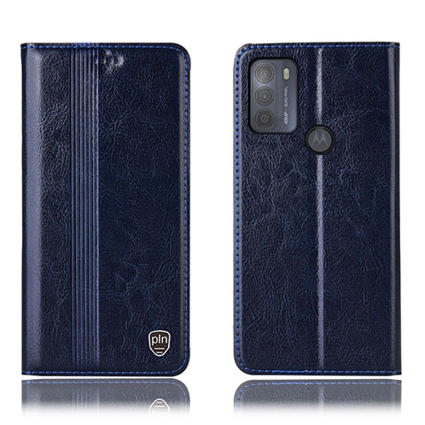 Coque Portefeuille Livre Cuir Etui Clapet H05P pour Motorola Moto G50 Bleu