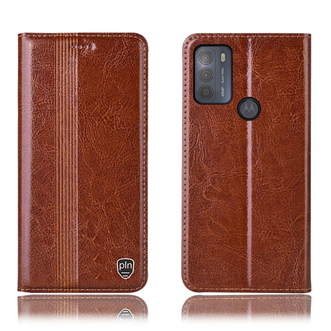 Coque Portefeuille Livre Cuir Etui Clapet H05P pour Motorola Moto G50 Brun Clair