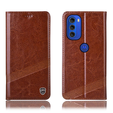 Coque Portefeuille Livre Cuir Etui Clapet H05P pour Motorola Moto G51 5G Brun Clair