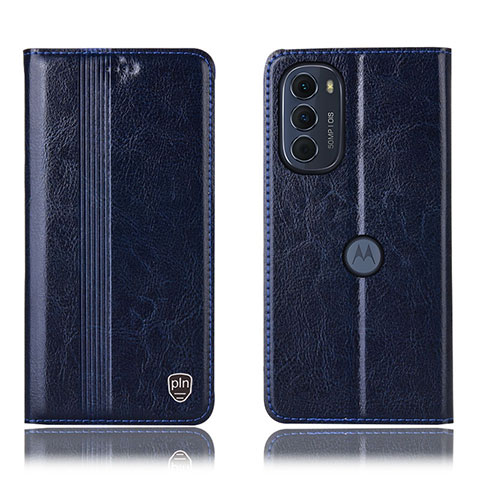 Coque Portefeuille Livre Cuir Etui Clapet H05P pour Motorola MOTO G52 Bleu