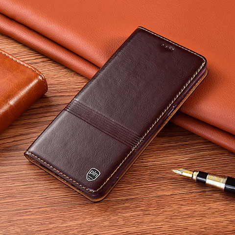 Coque Portefeuille Livre Cuir Etui Clapet H05P pour OnePlus 9 Pro 5G Marron