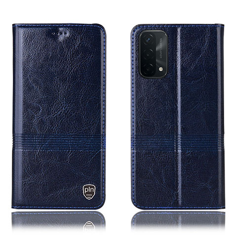 Coque Portefeuille Livre Cuir Etui Clapet H05P pour Oppo A54 5G Bleu