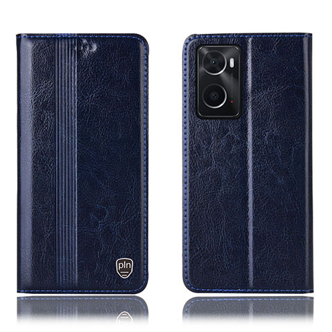 Coque Portefeuille Livre Cuir Etui Clapet H05P pour Oppo A76 Bleu