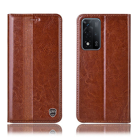 Coque Portefeuille Livre Cuir Etui Clapet H05P pour Oppo A93s 5G Brun Clair