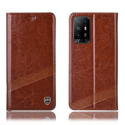 Coque Portefeuille Livre Cuir Etui Clapet H05P pour Oppo A94 5G Brun Clair