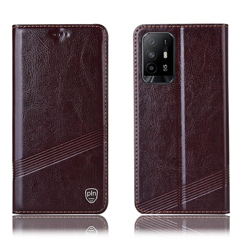 Coque Portefeuille Livre Cuir Etui Clapet H05P pour Oppo A95 5G Marron