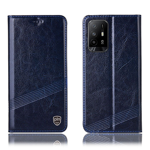 Coque Portefeuille Livre Cuir Etui Clapet H05P pour Oppo F19 Pro+ Plus 5G Bleu