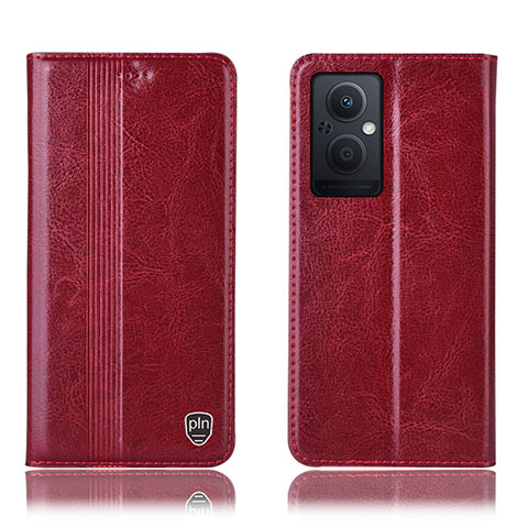 Coque Portefeuille Livre Cuir Etui Clapet H05P pour Oppo F21 Pro 5G Rouge