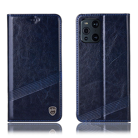 Coque Portefeuille Livre Cuir Etui Clapet H05P pour Oppo Find X3 5G Bleu