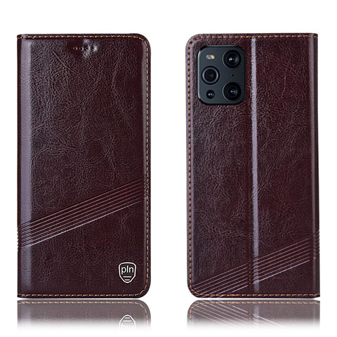 Coque Portefeuille Livre Cuir Etui Clapet H05P pour Oppo Find X3 5G Marron