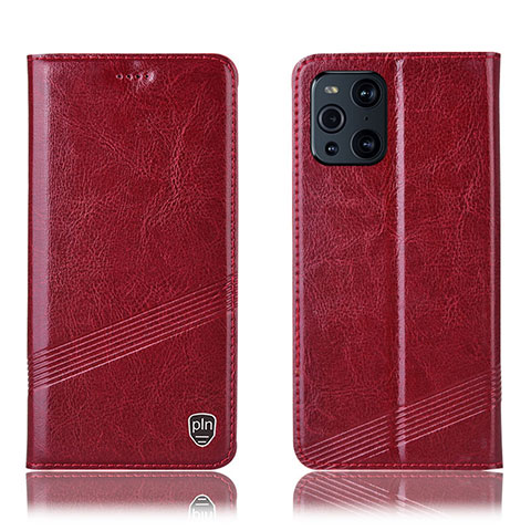 Coque Portefeuille Livre Cuir Etui Clapet H05P pour Oppo Find X3 5G Rouge