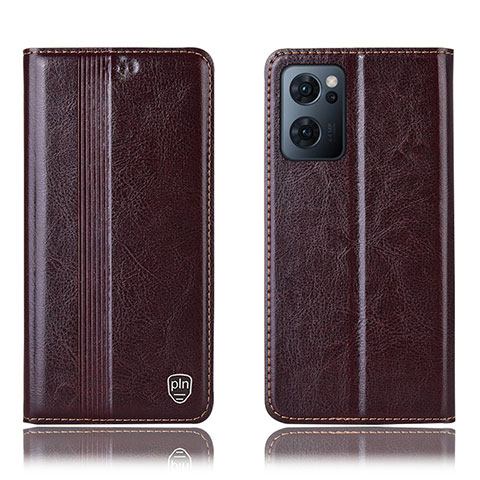 Coque Portefeuille Livre Cuir Etui Clapet H05P pour Oppo Find X5 Lite 5G Marron