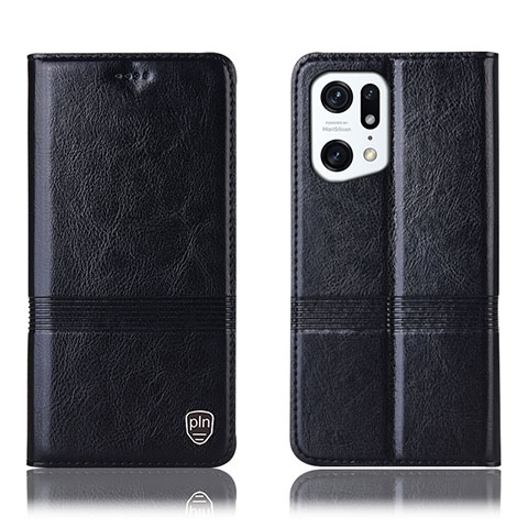 Coque Portefeuille Livre Cuir Etui Clapet H05P pour Oppo Find X5 Pro 5G Noir