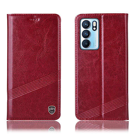 Coque Portefeuille Livre Cuir Etui Clapet H05P pour Oppo Reno6 5G Rouge