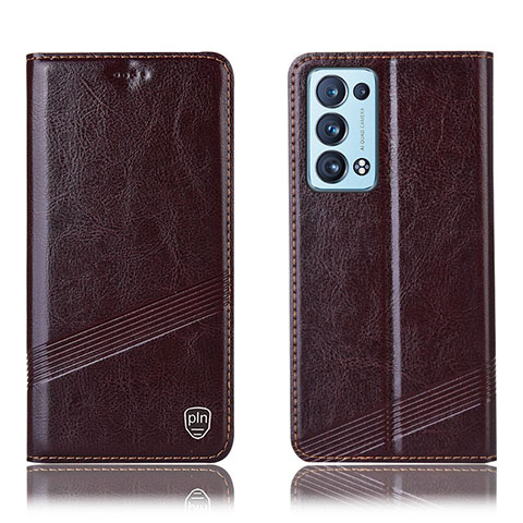 Coque Portefeuille Livre Cuir Etui Clapet H05P pour Oppo Reno6 Pro 5G Marron