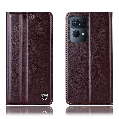 Coque Portefeuille Livre Cuir Etui Clapet H05P pour Oppo Reno7 Pro 5G Marron