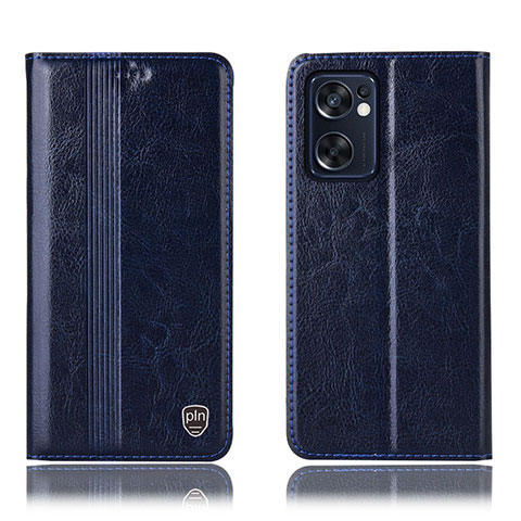 Coque Portefeuille Livre Cuir Etui Clapet H05P pour Oppo Reno7 SE 5G Bleu