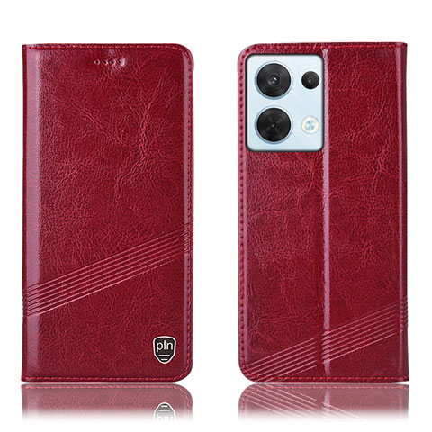 Coque Portefeuille Livre Cuir Etui Clapet H05P pour Oppo Reno8 5G Rouge