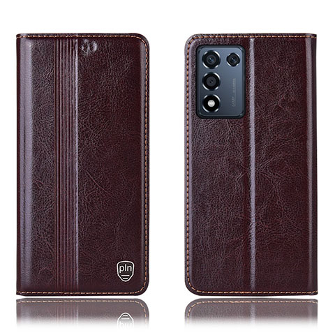 Coque Portefeuille Livre Cuir Etui Clapet H05P pour Realme Q3s 5G Marron