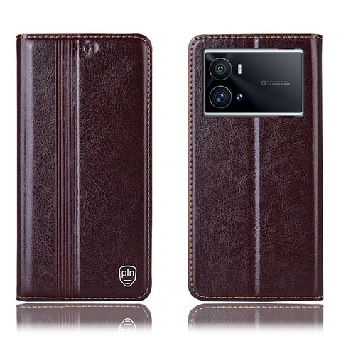 Coque Portefeuille Livre Cuir Etui Clapet H05P pour Vivo iQOO 9 5G Marron