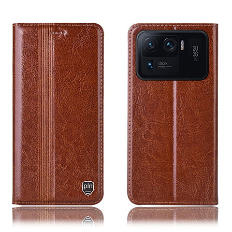 Coque Portefeuille Livre Cuir Etui Clapet H05P pour Xiaomi Mi 11 Ultra 5G Brun Clair