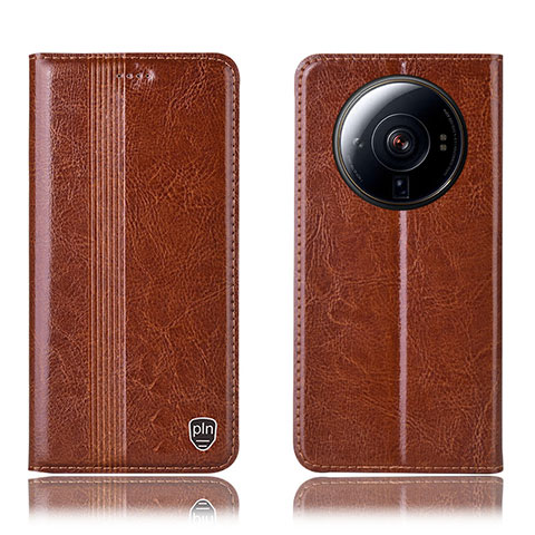 Coque Portefeuille Livre Cuir Etui Clapet H05P pour Xiaomi Mi 12 Ultra 5G Brun Clair