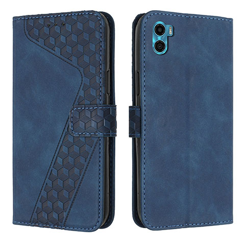 Coque Portefeuille Livre Cuir Etui Clapet H05X pour Motorola Moto E32 India Bleu