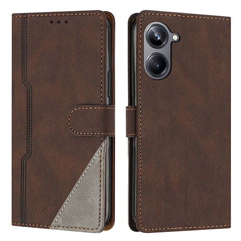 Coque Portefeuille Livre Cuir Etui Clapet H05X pour Realme 10 Pro 5G Marron