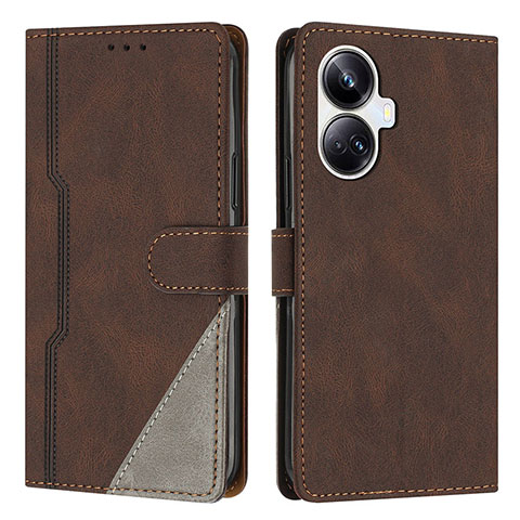 Coque Portefeuille Livre Cuir Etui Clapet H05X pour Realme 10 Pro+ Plus 5G Marron