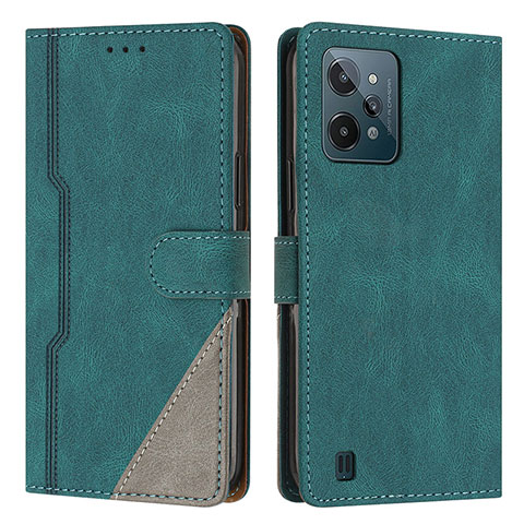 Coque Portefeuille Livre Cuir Etui Clapet H05X pour Realme C31 Vert