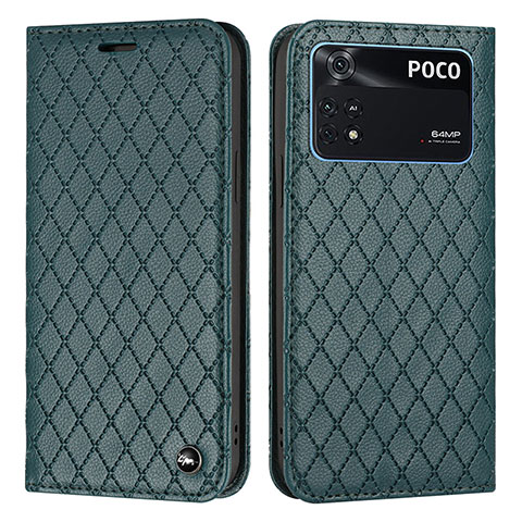 Coque Portefeuille Livre Cuir Etui Clapet H05X pour Xiaomi Poco M4 Pro 4G Vert