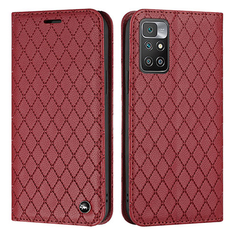 Coque Portefeuille Livre Cuir Etui Clapet H05X pour Xiaomi Redmi 10 4G Rouge