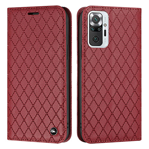 Coque Portefeuille Livre Cuir Etui Clapet H05X pour Xiaomi Redmi Note 10 Pro 4G Rouge