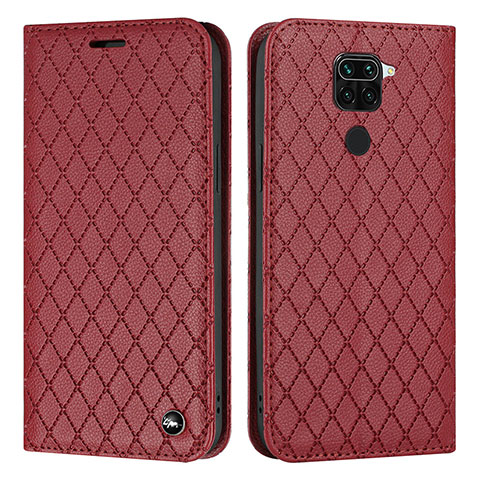 Coque Portefeuille Livre Cuir Etui Clapet H05X pour Xiaomi Redmi Note 9 Rouge