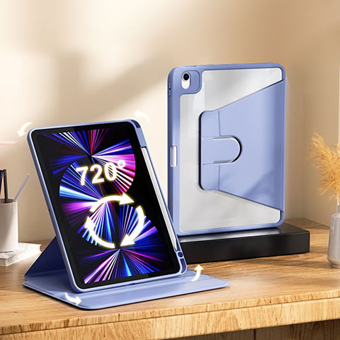 Coque Portefeuille Livre Cuir Etui Clapet H06 pour Apple iPad Air 5 10.9 (2022) Gris Lavende