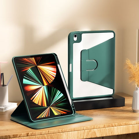 Coque Portefeuille Livre Cuir Etui Clapet H06 pour Apple iPad Air 5 10.9 (2022) Vert