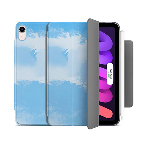 Coque Portefeuille Livre Cuir Etui Clapet H06 pour Apple iPad Mini 6 Bleu Clair