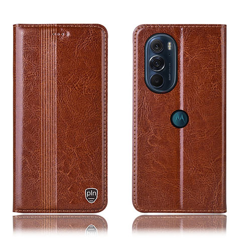 Coque Portefeuille Livre Cuir Etui Clapet H06P pour Motorola Moto Edge 30 Pro 5G Brun Clair