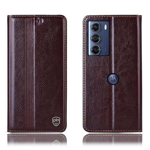 Coque Portefeuille Livre Cuir Etui Clapet H06P pour Motorola Moto G200 5G Marron