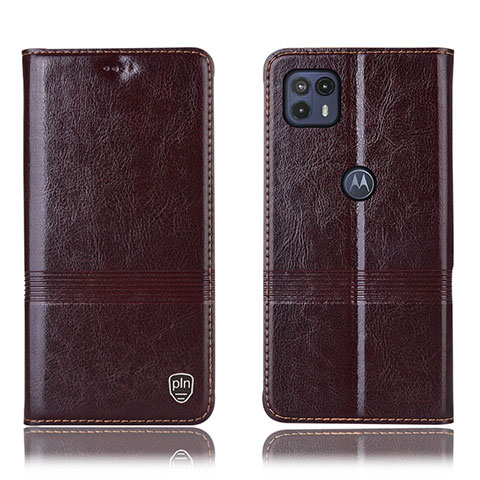 Coque Portefeuille Livre Cuir Etui Clapet H06P pour Motorola Moto G50 5G Marron