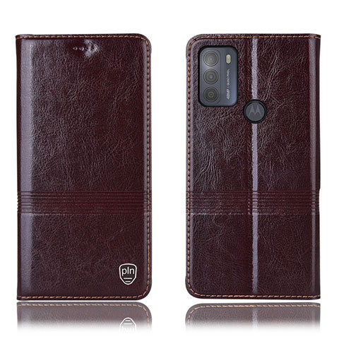 Coque Portefeuille Livre Cuir Etui Clapet H06P pour Motorola Moto G50 Marron